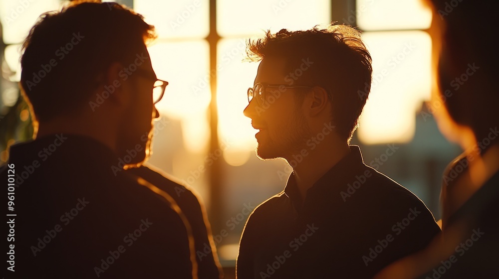 Silhouettes of Two Men in Conversation Silhouettes of Two Men in Conversation