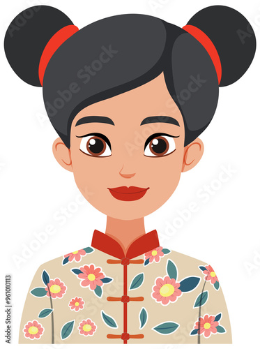 Illustration of a woman in floral attire