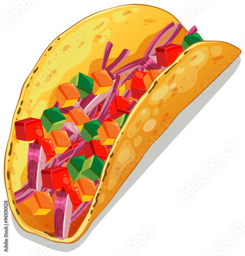 A vibrant taco filled with vegetables