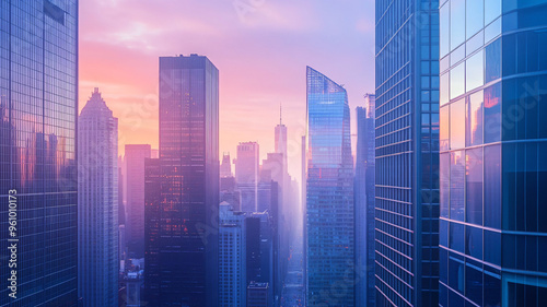 city skyline at sunset