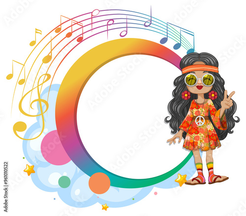 Colorful hippie girl with peace sign