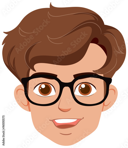 Illustration of a happy man with glasses