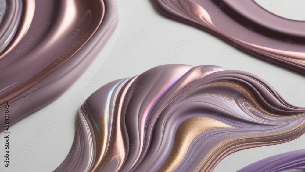 Abstract iridescent liquid swirl, pink and purple color, digital art background