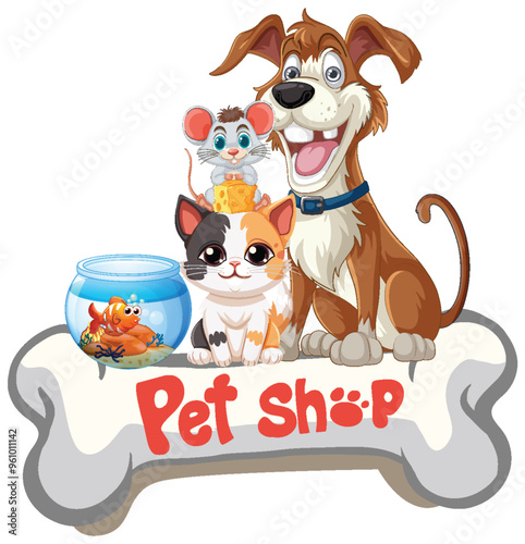 Friendly Pet Shop Illustration