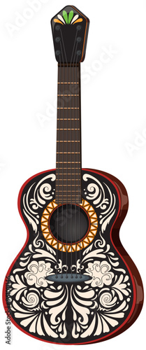 Decorative Mexican Guitar Illustration