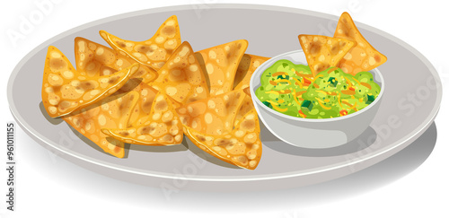 Crispy tortilla chips with fresh guacamole dip