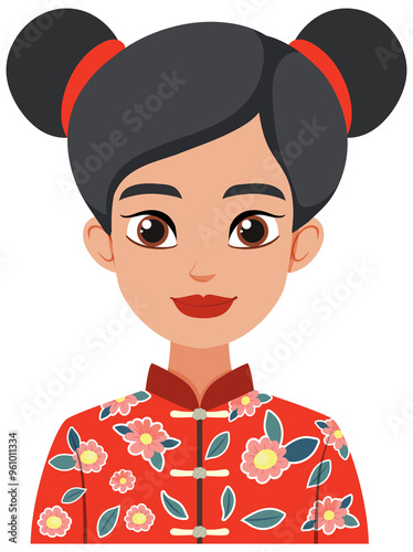Illustration of a woman in floral attire