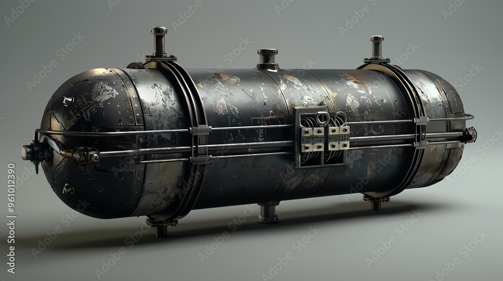 A 3D render of a sidebyside fuel tank breather A 3D render of a sidebyside fuel tank breather