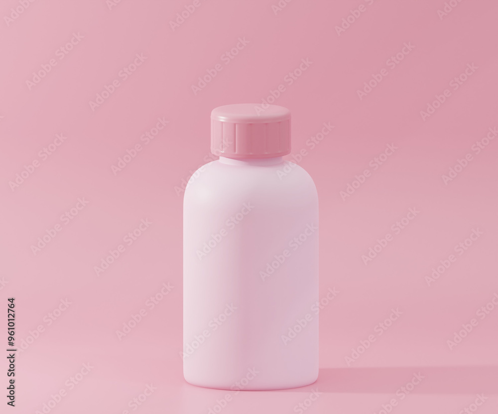 Pink Bottle Design Mockup with Pink Backdrop, 3D rendering Pink Bottle Design Mockup with Pink Backdrop, 3D rendering
