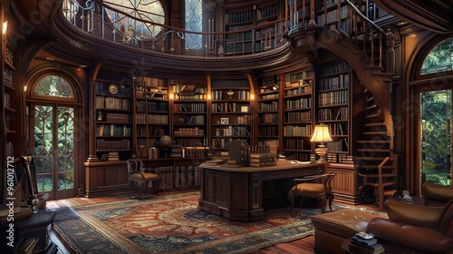 Grand Library Interior: A Haven for Book Lovers