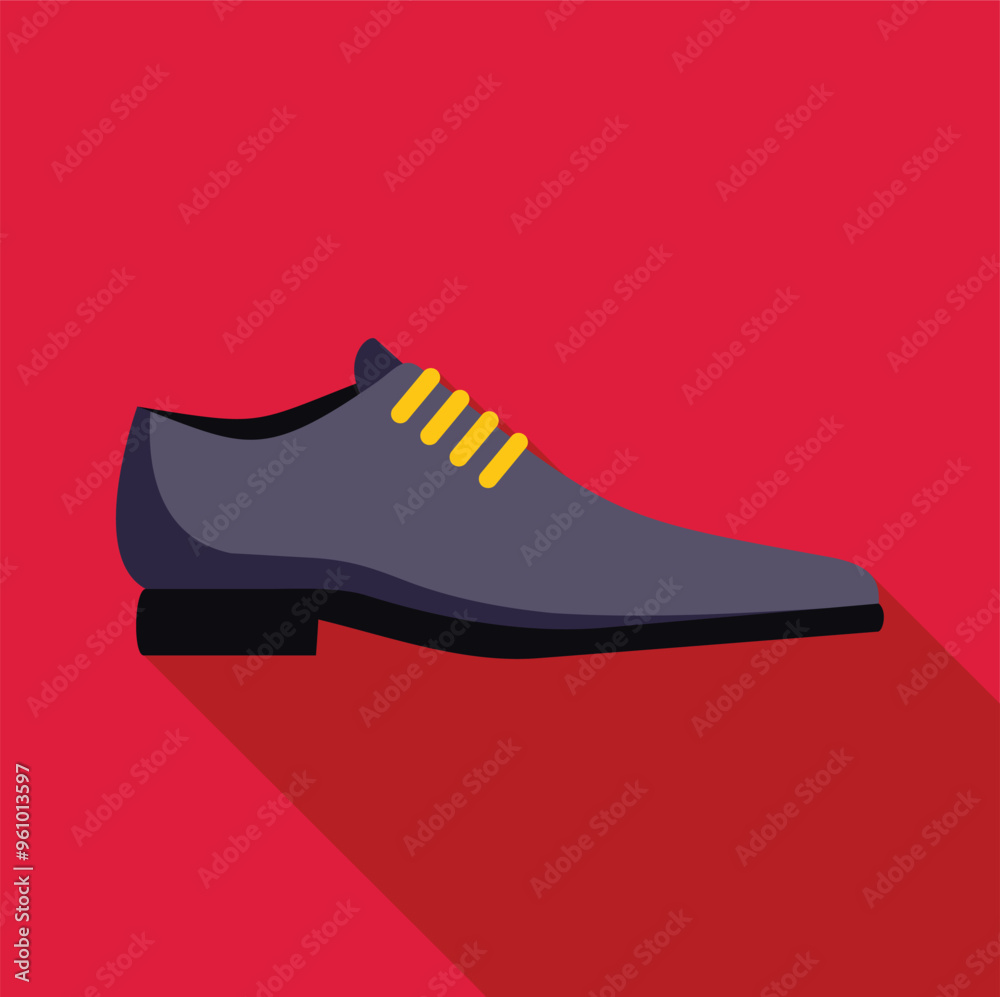 Classic elegant male shoe with laces is lying on red background, in flat design style Classic elegant male shoe with laces is lying on red background, in flat design style