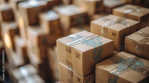 Online marketplace with global return policy, close-up on return options and international shipping labels