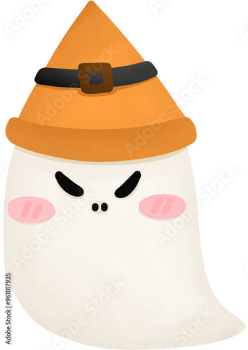 cute ghost wearing wizard hat, Halloween festival illustration photo