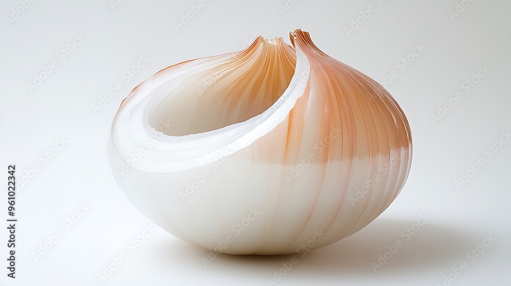 Close up of a Cut Onion with White Background Close up of a Cut Onion with White Background