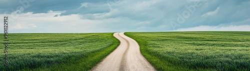 A path from dark clouds to clear skies, journey through grief to hope, digital landscape, isolated on white background