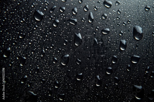 Water droplets on dark cover background. Water droplets concept, ai