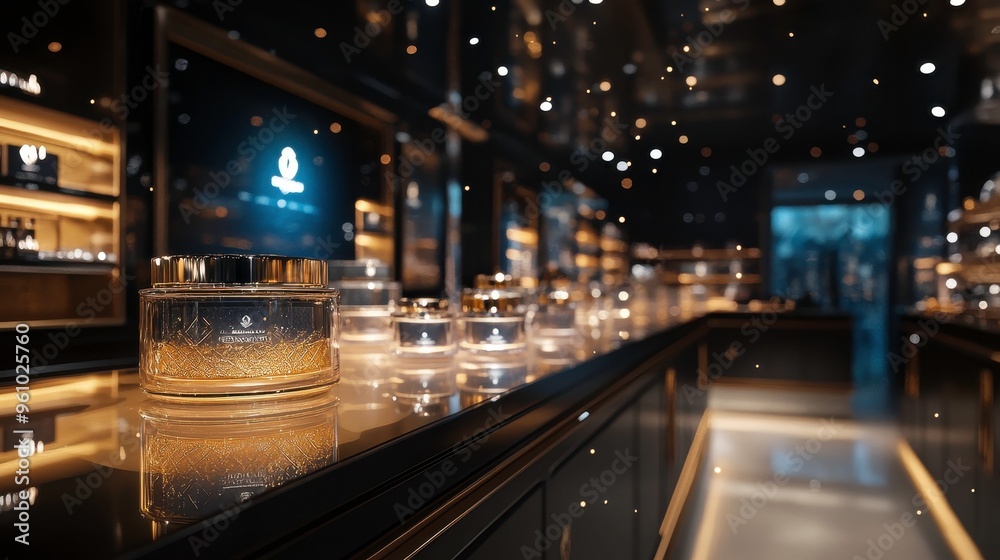 Virtual storefront for global luxury brands, close-up on premium product displays and high-end packaging Virtual storefront for global luxury brands, close-up on premium product displays and high-end packaging