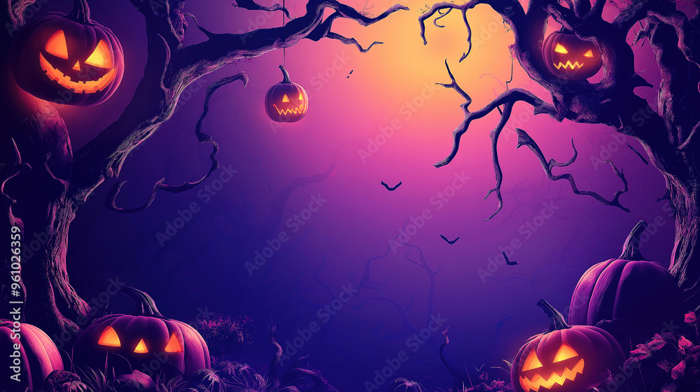 Amazing An eerie Halloween setup featuring spooky carved pumpkins and glowing candles Amazing An eerie Halloween setup featuring spooky carved pumpkins and glowing candles