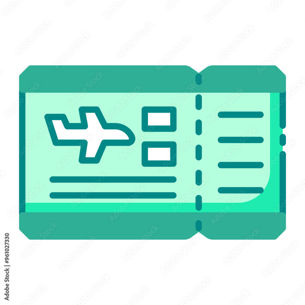 Ticket icon representing a boarding pass or flight ticket for air ...