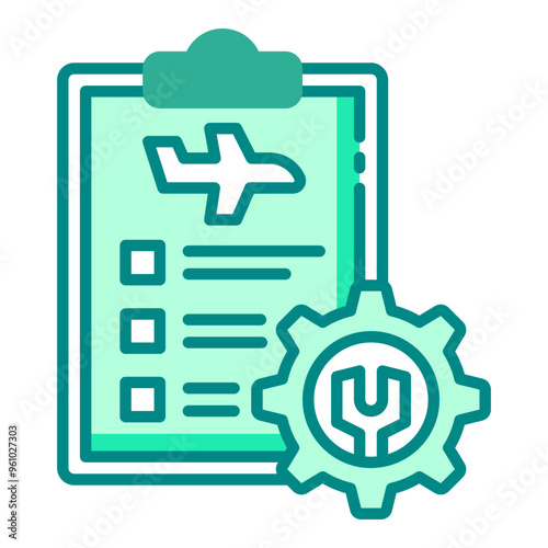 Maintenance report data clipboard icon representing the inspection and service report for an airplane.