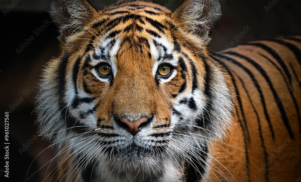 Fototapeta premium majestic tiger close up view, eyes filled with intensity