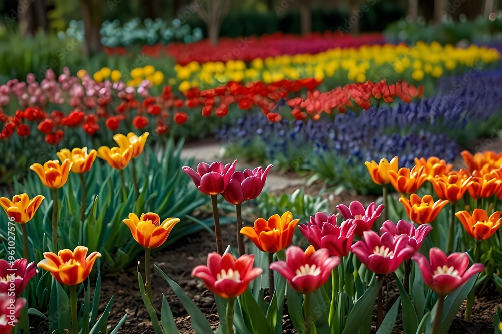 red and yellow tulipsDescribe the transformation of a garden from winter to spring. What changes occur in the plants, soil, and atmosphere? red and yellow tulipsDescribe the transformation of a garden from winter to spring. What changes occur in the plants, soil, and atmosphere?