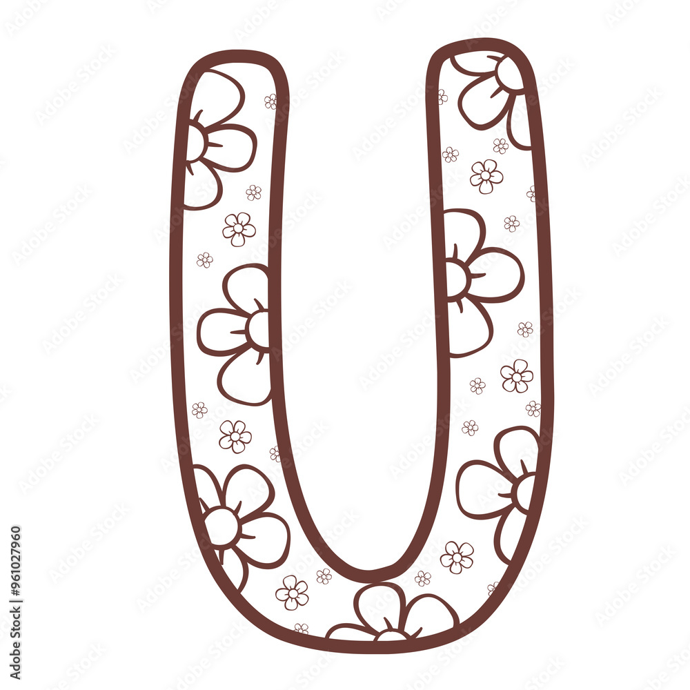 English letters flowers outline English letters flowers outline