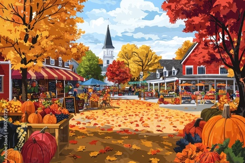 Autumn Harvest Festival in a Quaint Town.
