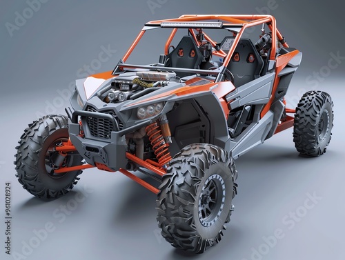 A realistic 3D render of a UTV air intake cleaner