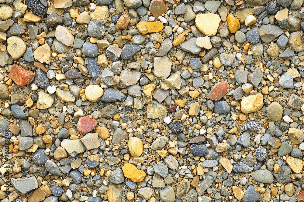 Naklejka premium A close-up view of colorful pebbles and stones, creating a natural texture perfect for backgrounds and art projects.