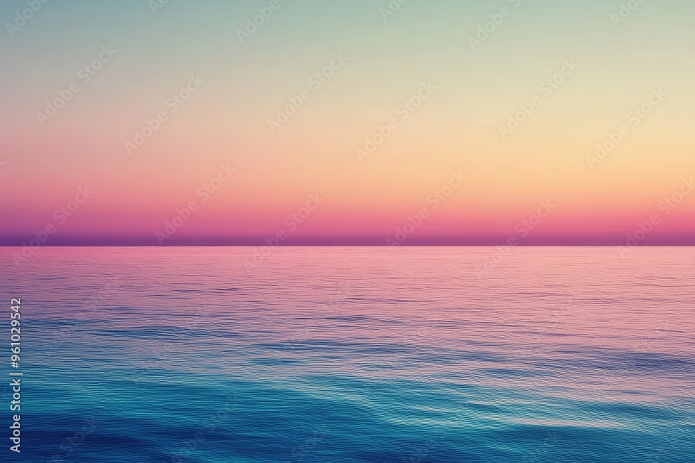 A serene landscape of a calm ocean at sunset, featuring soft pastel colors that create a peaceful atmosphere. A serene landscape of a calm ocean at sunset, featuring soft pastel colors that create a peaceful atmosphere.