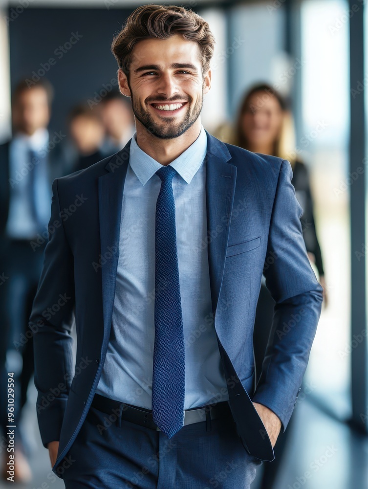 A man in a suit and tie smiles for the camera A man in a suit and tie smiles for the camera