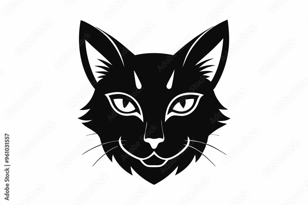 Obraz premium Cat head silhouette vector, cat silhouette svg