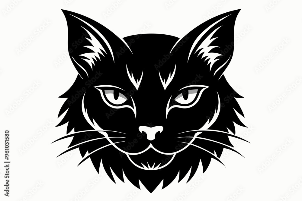 Fototapeta premium Cat head silhouette vector, cat silhouette svg