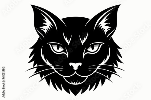 Cat head silhouette vector, cat silhouette svg