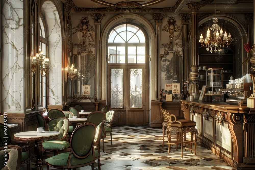 Naklejka premium Classical Theme Cafe Interior