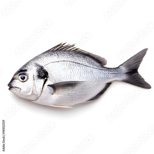 Close up of Fresh Madai Sea Bream Fish on White Background photo