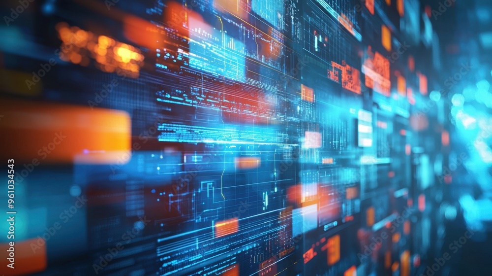 Abstract Digital Interface with Orange and Blue Lights. Abstract Digital Interface with Orange and Blue Lights.