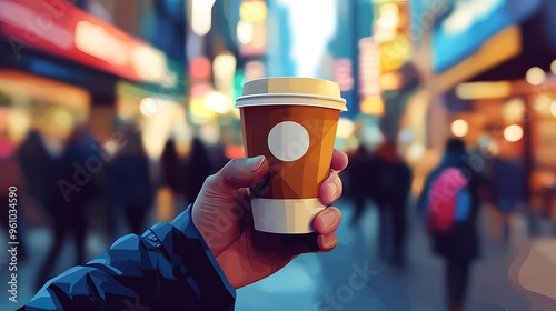 Coffee to Go in Busy City Street