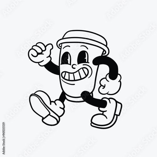 Coffee mug cartoon mascot character
