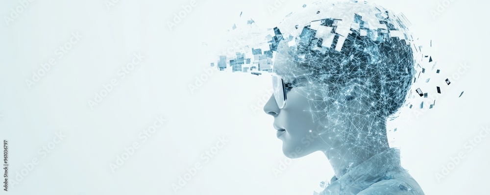 Futuristic Virtual Finance Adviser with Holographic Insufficiency Notice in Minimalist Blue Tones Futuristic Virtual Finance Adviser with Holographic Insufficiency Notice in Minimalist Blue Tones