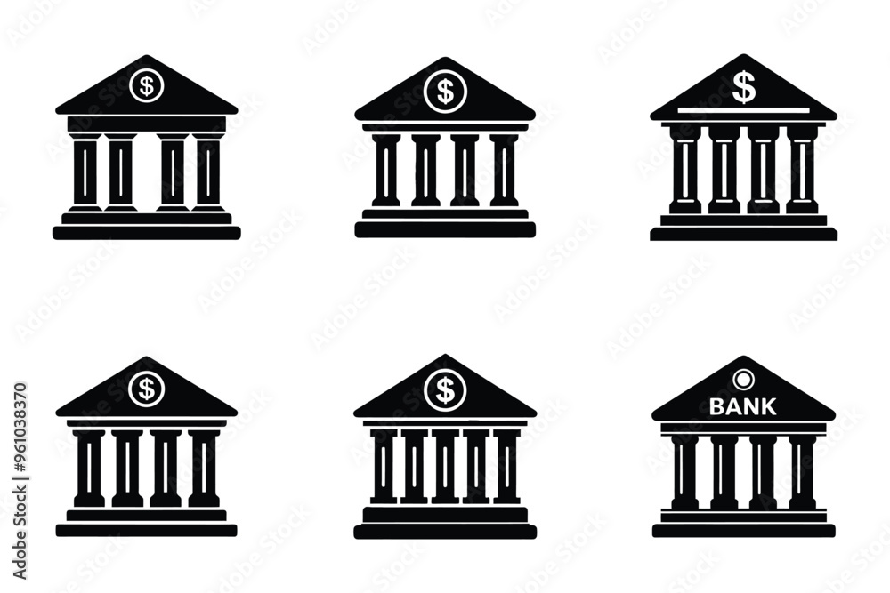 Bank icon design bundle set in vector style Bank icon design bundle set in vector style