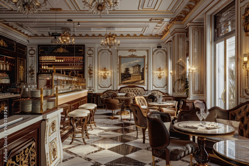 Naklejka premium Classical Theme Cafe Interior