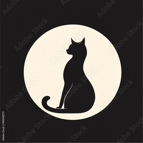 Wallpaper Mural Black cat silhouette icon, simple and sleek design Torontodigital.ca