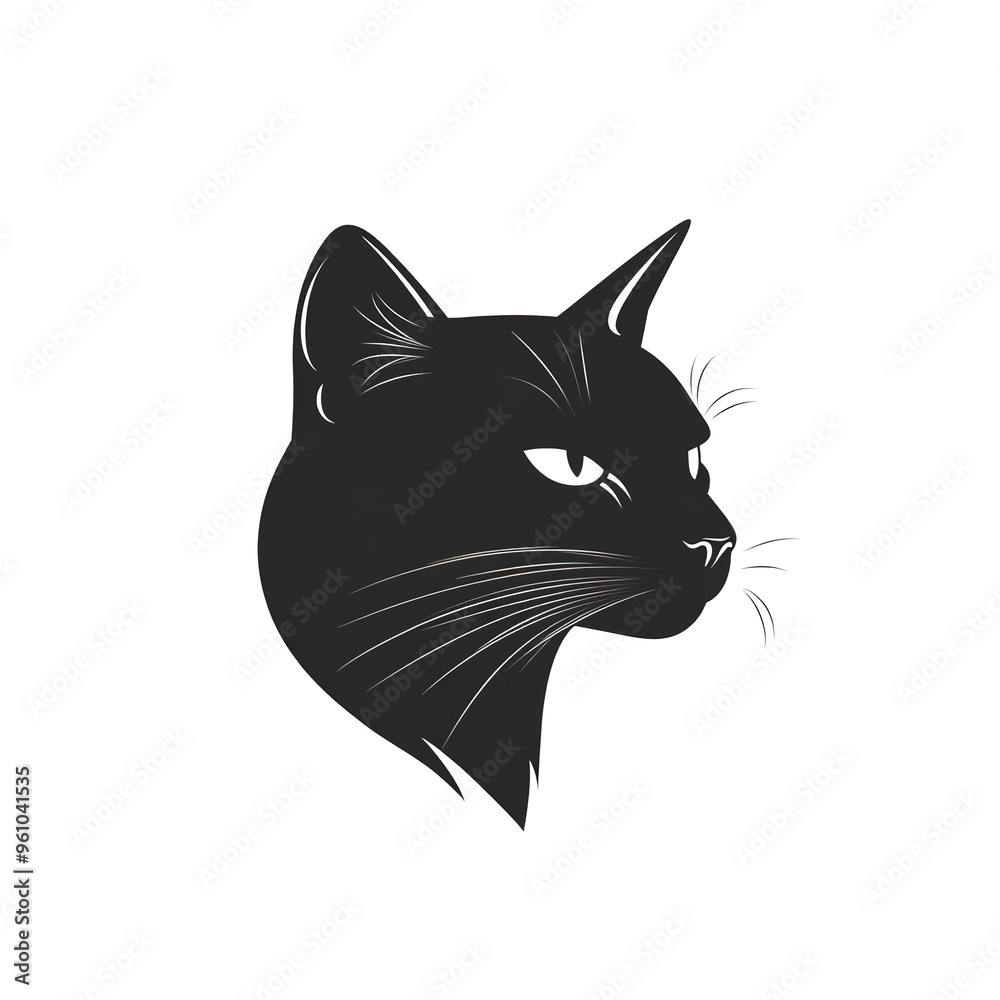Sleek Silhouette Pure Black Cat Logo Vector Bundle on white background 