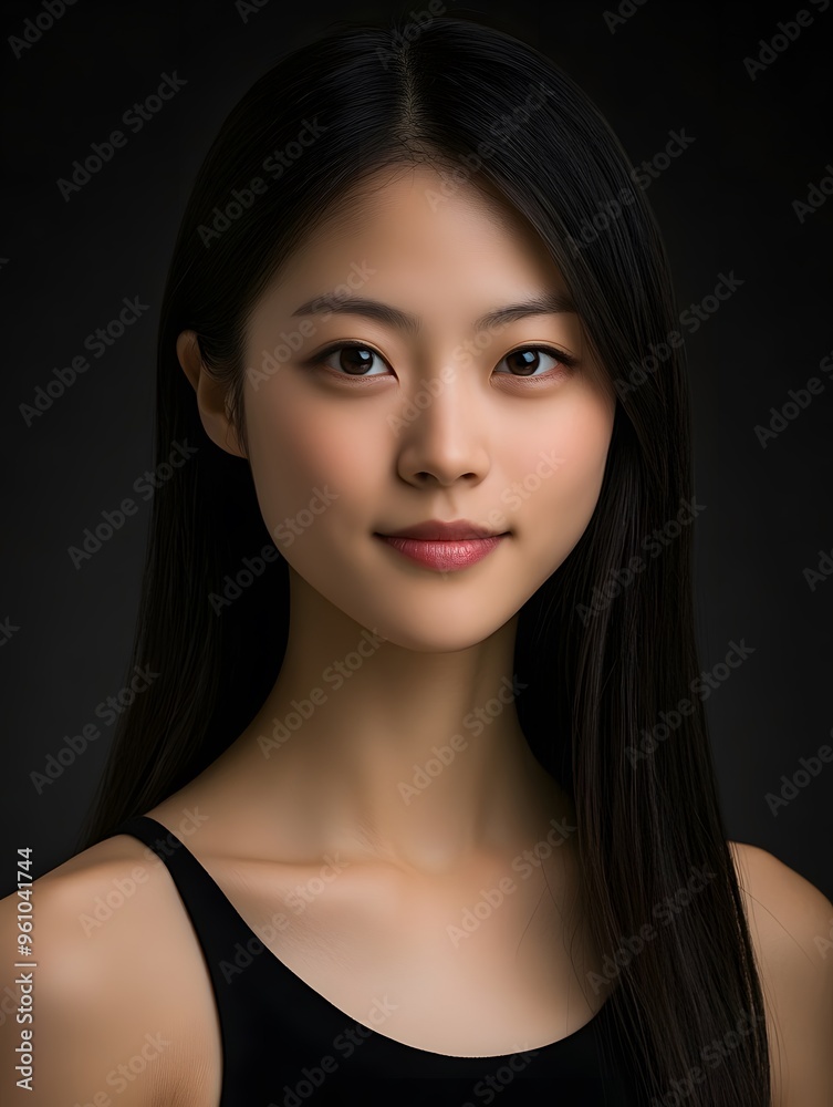 Beautiful Asian Woman with Long Black Hair and Clear Skin Portrait Beautiful Asian Woman with Long Black Hair and Clear Skin Portrait