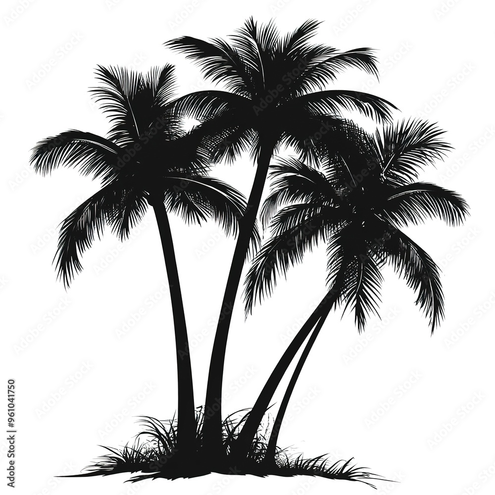 Silhouette palm trees vector illustration, black and white, tropical theme, perfect for prints Silhouette palm trees vector illustration, black and white, tropical theme, perfect for prints