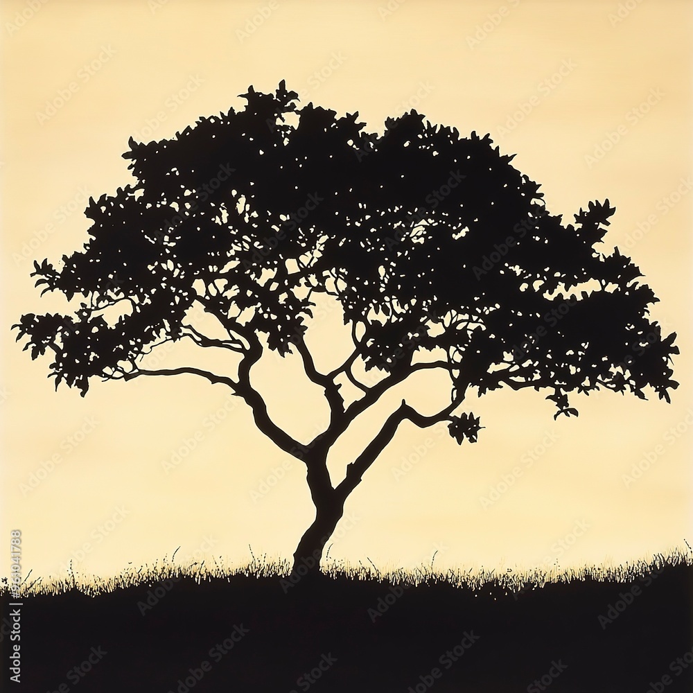 Print Majestic Silhouette of the Sourwood Tree, Nature's Elegant Profile Print Majestic Silhouette of the Sourwood Tree, Nature's Elegant Profile