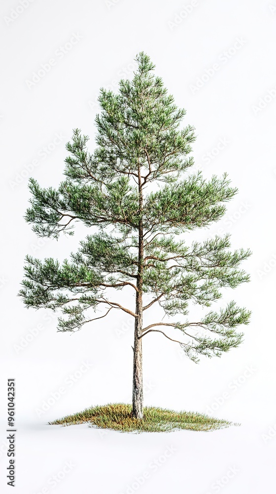A Pine tree on a white background A Pine tree on a white background