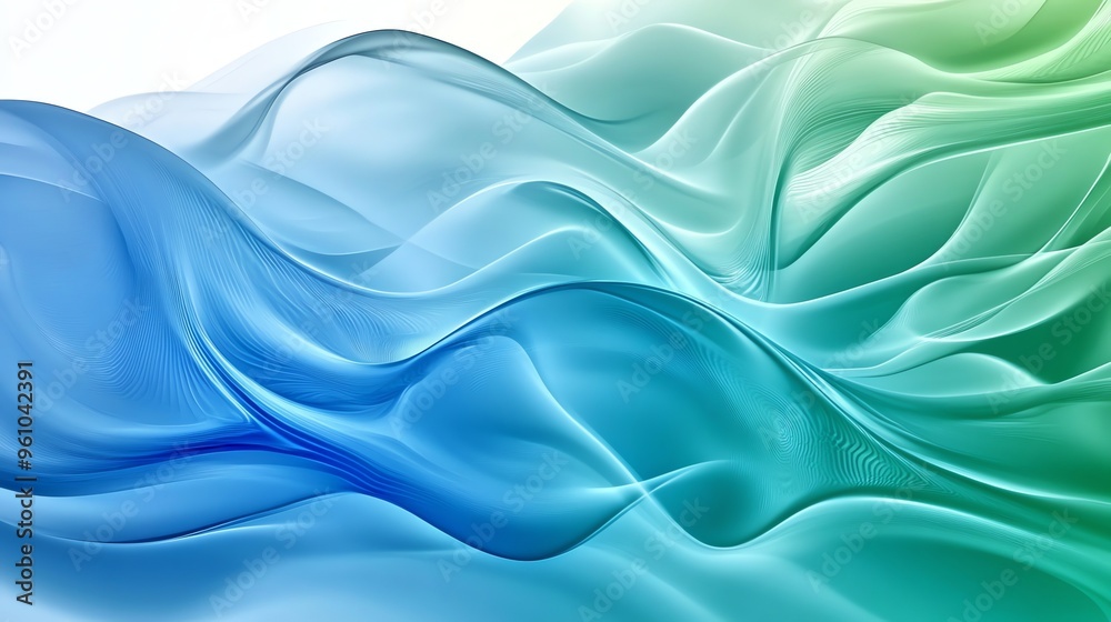 Obraz premium Abstract blue and green waves background.